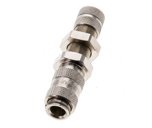 Nickel-plated Brass DN 2.7 (Micro) Air Coupling Socket 4x6 mm Union Nut Bulkhead