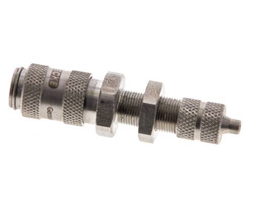 Stainless steel DN 2.7 (Micro) Air Coupling Socket 3x4.3 mm Union Nut Bulkhead Double Shut-Off