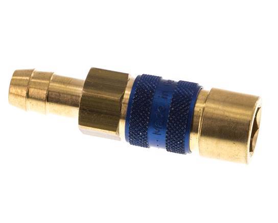 Brass DN 5 Blue-Coded Air Coupling Socket 9 mm Hose Pillar