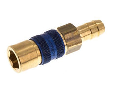 Brass DN 5 Blue-Coded Air Coupling Socket 9 mm Hose Pillar