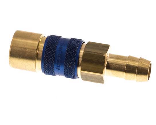 Brass DN 5 Blue-Coded Air Coupling Socket 9 mm Hose Pillar