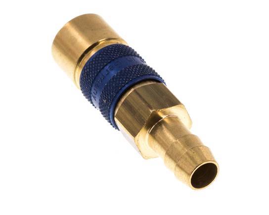 Brass DN 5 Blue-Coded Air Coupling Socket 9 mm Hose Pillar