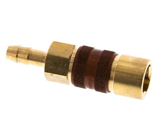 Brass DN 5 Brown-Coded Air Coupling Socket 6 mm Hose Pillar