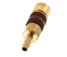 Brass DN 5 Brown-Coded Air Coupling Socket 6 mm Hose Pillar