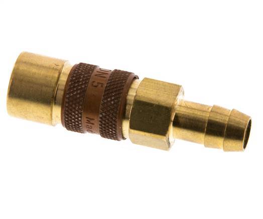 Brass DN 5 Brown-Coded Air Coupling Socket 9 mm Hose Pillar