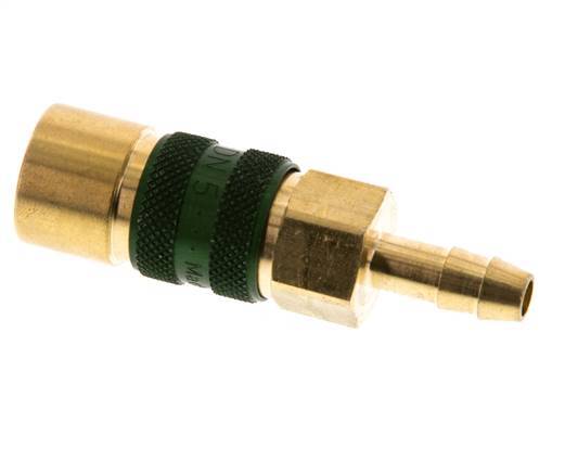 Brass DN 5 Green-Coded Air Coupling Socket 6 mm Hose Pillar