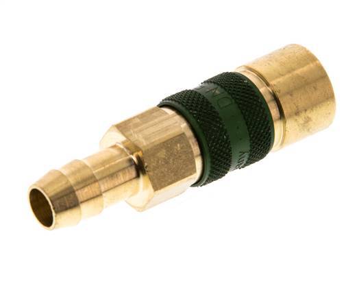Brass DN 5 Green-Coded Air Coupling Socket 9 mm Hose Pillar