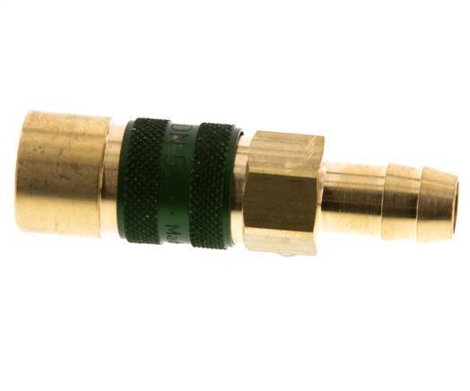 Brass DN 5 Green-Coded Air Coupling Socket 9 mm Hose Pillar