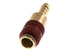 Brass DN 5 Red Air Coupling Socket 6 mm Hose Pillar