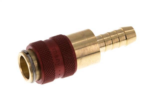 Brass DN 5 Red Air Coupling Socket 6 mm Hose Pillar