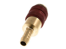 Brass DN 5 Red Air Coupling Socket 6 mm Hose Pillar