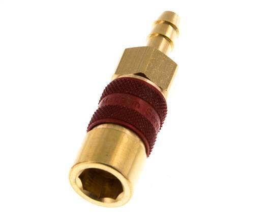 Brass DN 5 Red-Coded Air Coupling Socket 6 mm Hose Pillar