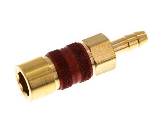 Brass DN 5 Red-Coded Air Coupling Socket 6 mm Hose Pillar