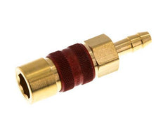 Brass DN 5 Red-Coded Air Coupling Socket 6 mm Hose Pillar
