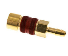 Brass DN 5 Red-Coded Air Coupling Socket 6 mm Hose Pillar