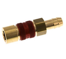 Brass DN 5 Red-Coded Air Coupling Socket 9 mm Hose Pillar