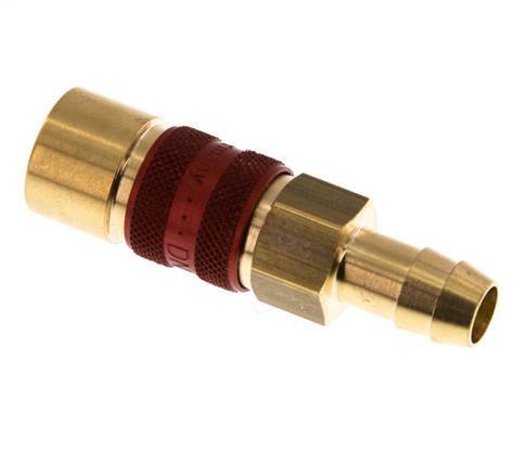 Brass DN 5 Red-Coded Air Coupling Socket 9 mm Hose Pillar