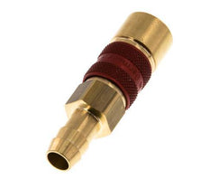 Brass DN 5 Red-Coded Air Coupling Socket 9 mm Hose Pillar