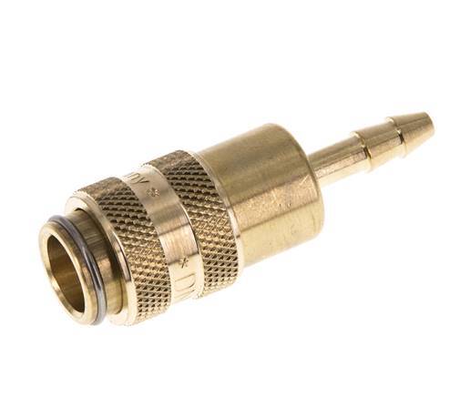 Brass DN 5 Air Coupling Socket 4 mm Hose Pillar Double Shut-Off