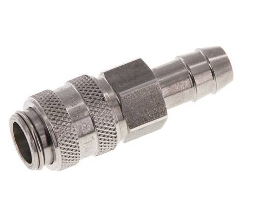 Stainless steel DN 5 Air Coupling Socket 9 mm Hose Pillar Double Shut-Off