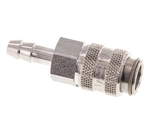 Stainless Steel 316L DN 5 Air Coupling Socket 6 mm Hose Pillar Double Shut-Off