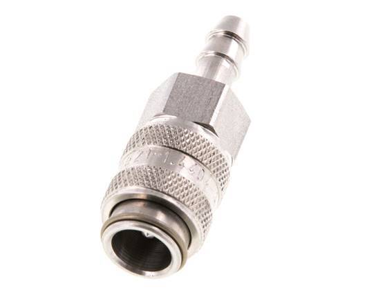Stainless Steel 316L DN 5 Air Coupling Socket 6 mm Hose Pillar Double Shut-Off