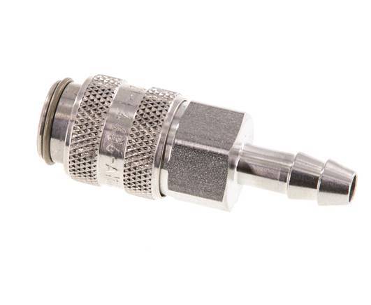 Stainless Steel 316L DN 5 Air Coupling Socket 6 mm Hose Pillar Double Shut-Off