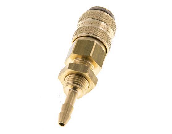 Brass DN 5 Air Coupling Socket 4 mm Hose Pillar Bulkhead