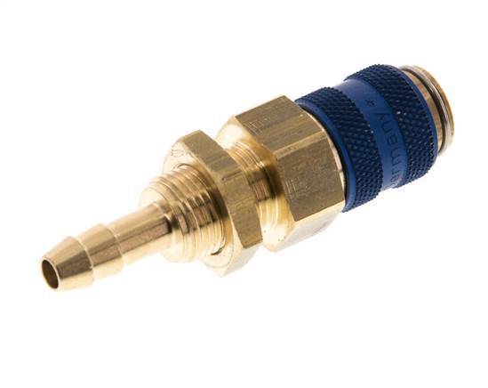 Brass DN 5 Blue Air Coupling Socket 6 mm Hose Pillar Bulkhead