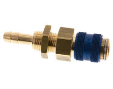 Brass DN 5 Blue Air Coupling Socket 6 mm Hose Pillar Bulkhead