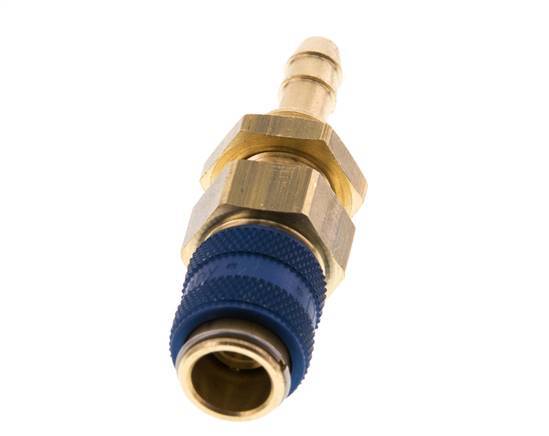 Brass DN 5 Blue Air Coupling Socket 6 mm Hose Pillar Bulkhead