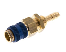Brass DN 5 Blue Air Coupling Socket 6 mm Hose Pillar Bulkhead
