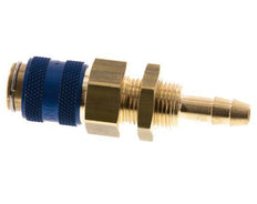 Brass DN 5 Blue Air Coupling Socket 6 mm Hose Pillar Bulkhead