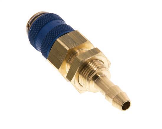 Brass DN 5 Blue Air Coupling Socket 6 mm Hose Pillar Bulkhead