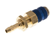 Brass DN 5 Blue Air Coupling Socket 6 mm Hose Pillar Bulkhead Double Shut-Off