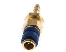 Brass DN 5 Blue Air Coupling Socket 6 mm Hose Pillar Bulkhead Double Shut-Off