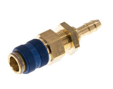 Brass DN 5 Blue Air Coupling Socket 6 mm Hose Pillar Bulkhead Double Shut-Off