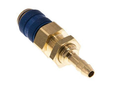 Brass DN 5 Blue Air Coupling Socket 6 mm Hose Pillar Bulkhead Double Shut-Off