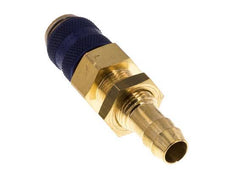 Brass DN 5 Blue Air Coupling Socket 9 mm Hose Pillar Bulkhead Double Shut-Off