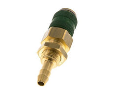 Brass DN 5 Green Air Coupling Socket 6 mm Hose Pillar Bulkhead