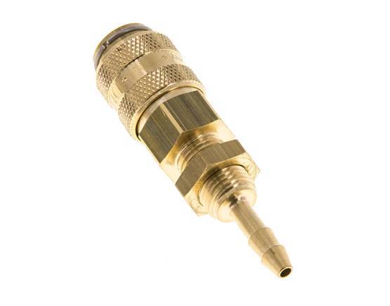 Brass DN 5 Air Coupling Socket 4 mm Hose Pillar Bulkhead Double Shut-Off