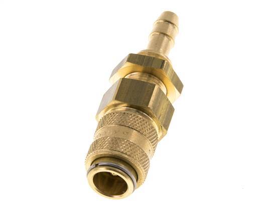 Brass DN 5 Air Coupling Socket 6 mm Hose Pillar Bulkhead Double Shut-Off