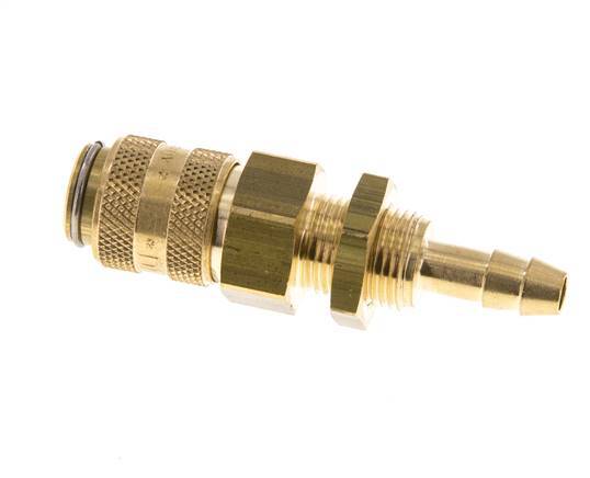 Brass DN 5 Air Coupling Socket 6 mm Hose Pillar Bulkhead Double Shut-Off