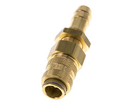 Brass DN 5 Air Coupling Socket 9 mm Hose Pillar Bulkhead Double Shut-Off