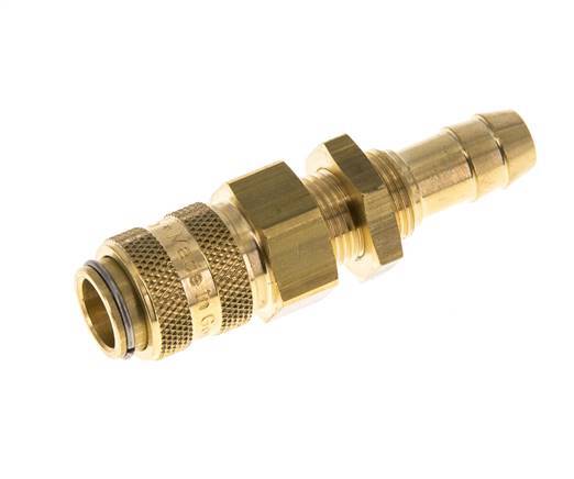Brass DN 5 Air Coupling Socket 9 mm Hose Pillar Bulkhead Double Shut-Off