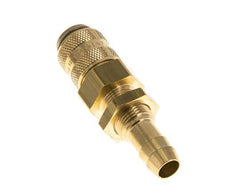 Brass DN 5 Air Coupling Socket 9 mm Hose Pillar Bulkhead Double Shut-Off