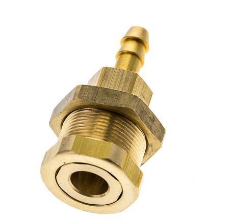 Brass DN 5 Air Coupling Socket 6 mm Hose Pillar Bulkhead Pull-Off Double Shut-Off