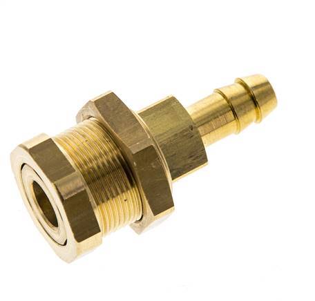 Brass DN 5 Air Coupling Socket 8 mm Hose Pillar Bulkhead Pull-Off Double Shut-Off