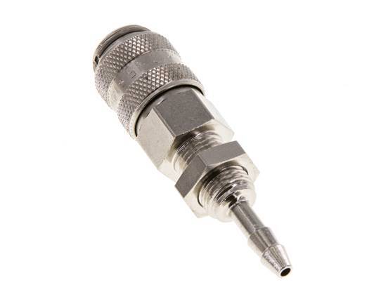 Nickel-plated Brass DN 5 Air Coupling Socket 4 mm Hose Pillar Bulkhead