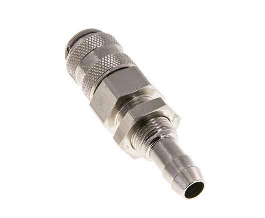 Nickel-plated Brass DN 5 Air Coupling Socket 8 mm Hose Pillar Bulkhead